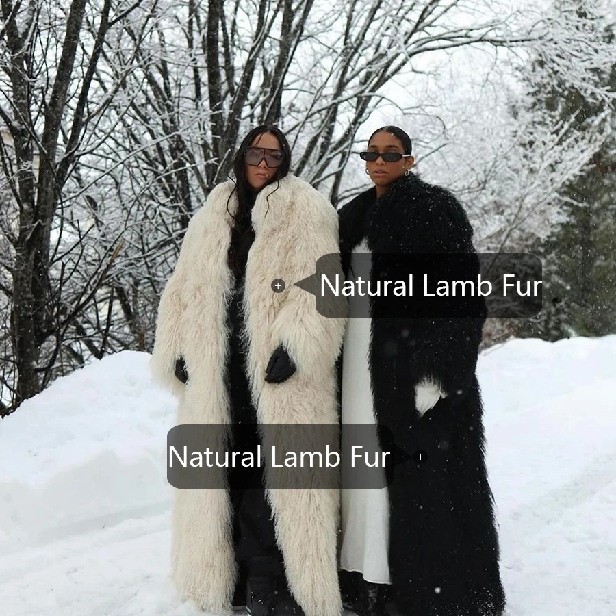Women Coat Winter Real Mongolian Sheep Coat Long Natural Sheepskin Fur Jacket High Quality Warm Tibetan Lamb Fur Coat 251014