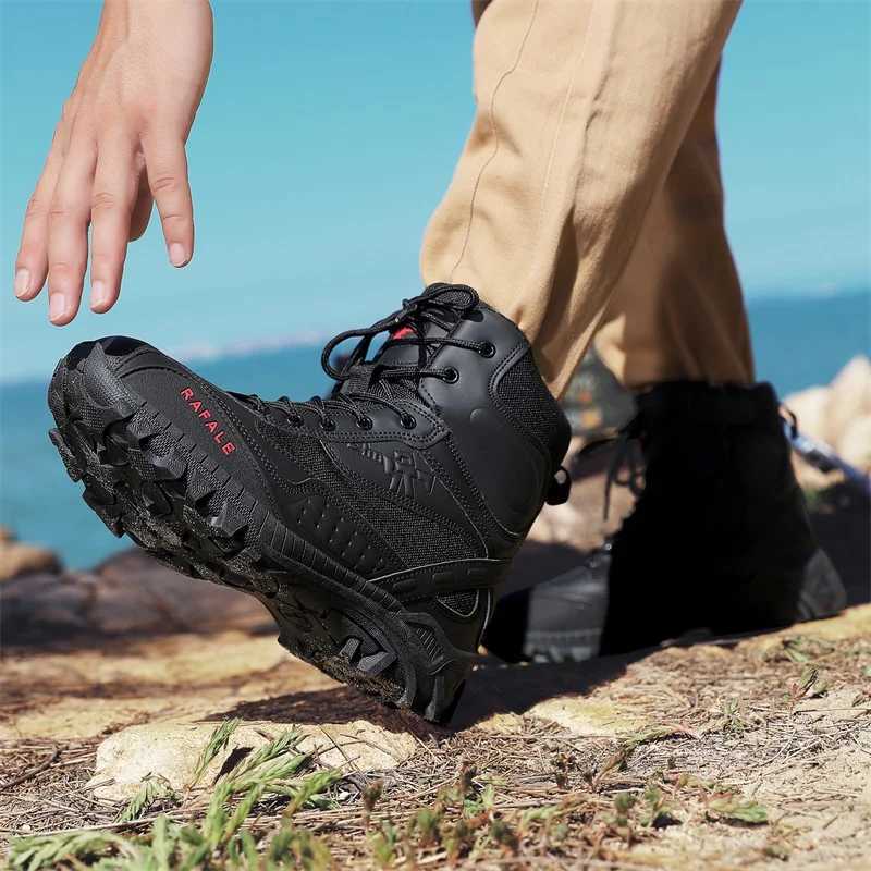 Mens Hiking Shoes Men Boots Hightop Desert Tactical Boots Outdoor Ankle Work Safty Sneakers C251014