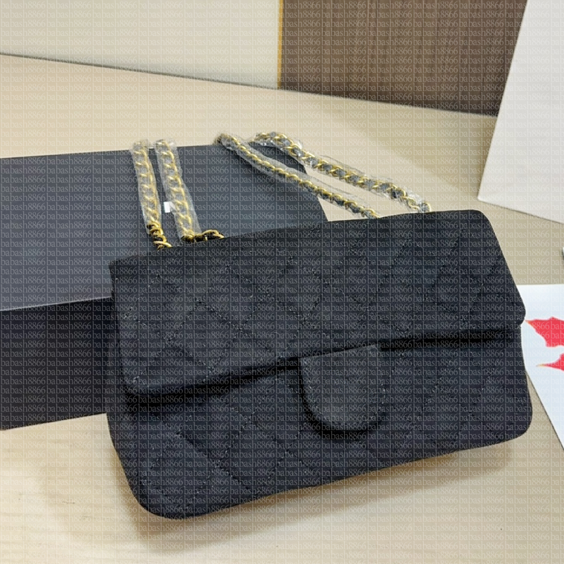 Designer Bag high Quality Giant Double Flip Cover Bag LuxuryLeather Caviar Classic Women Cross Body Bags 23cm gold chain and silver chain