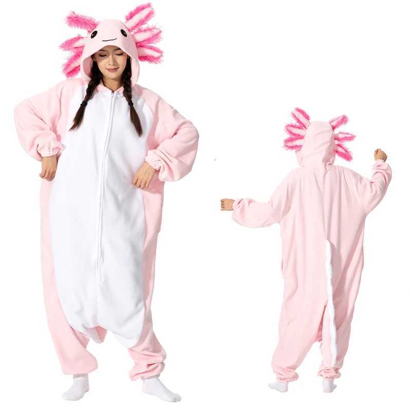 Animal Kigurumi Costume Halloween Onesie Pink Axolotl For Women Men Adult Kids Pyjamas Cartoon Pajama Cosplay Party Homewear Y251013