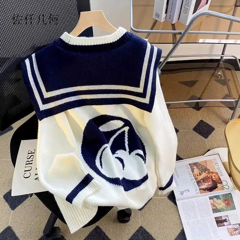 Sweet Sailor Collar Sweaters for Women 2025 New Loose College Style Cardigan Woman W251014