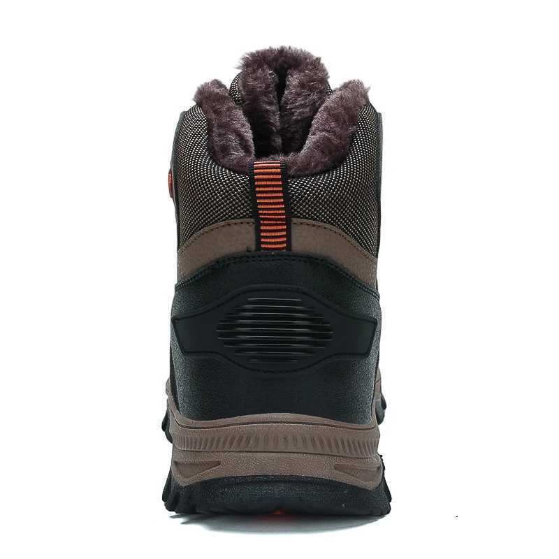 Large Size HighTop Boots Men Outdoor Warm Fur Snow Boots Black Leather Casual Ankle Boot Autumn Fall Winter Tactical Sneakers C251014