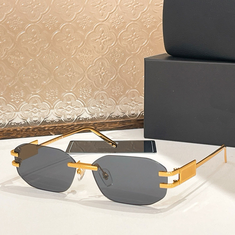 DAMIER PLAQUE SUNGLASSES Brand Womens Designer Frameless Sunglasses mens fashion show sunglasses O2274 vintage sign engraved on metal mirror legs with box