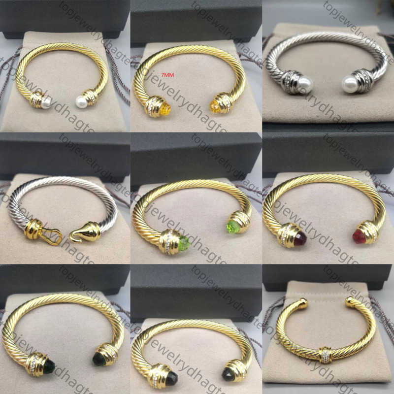 Bracelets 7mm Thick Jewelry Luxury Bangle Designer Twisted Gold Double Wire Chain Bracelet Jewelrys Love Women Sliver Fashion Men Rope Color Ring Opening Y1lr XIND