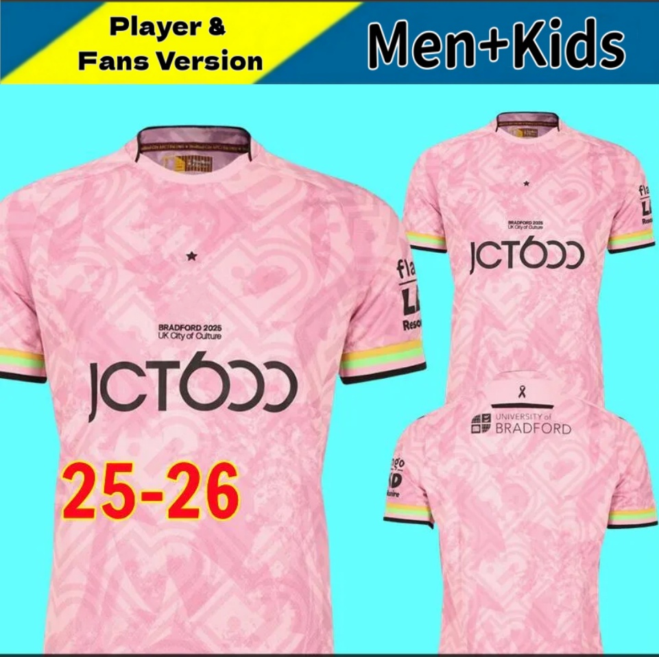 25/26 Bradford City Soccer Jerseys 2025 Home Fans Version Men Football Shirts