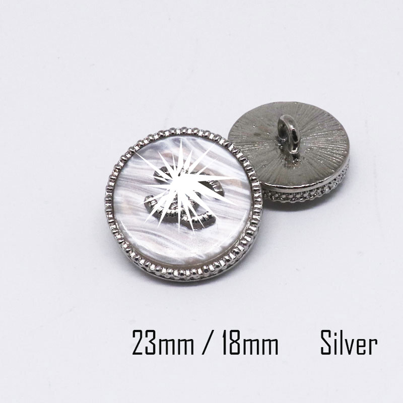 18mm 23mm Silver White Luxury Desginer C brand Sewing Buttons for Shirt Clothing Coat Decorate DIY Crafts Supplies Classic B37