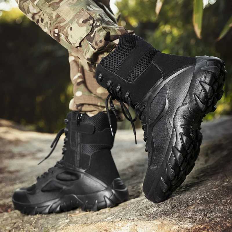 Outdoor Hiking Shoes Men Shockabsorbing Antislip Warm Hightop Boots Men Wearresistant Laceup Comfortable Combat Boots Men C251014