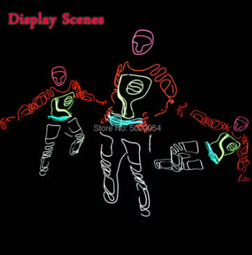 12 Design Flexible EL Wire Glowing Costume Dance DJ Neon Led Luminous Clothing Light Up Costume For Stage Show