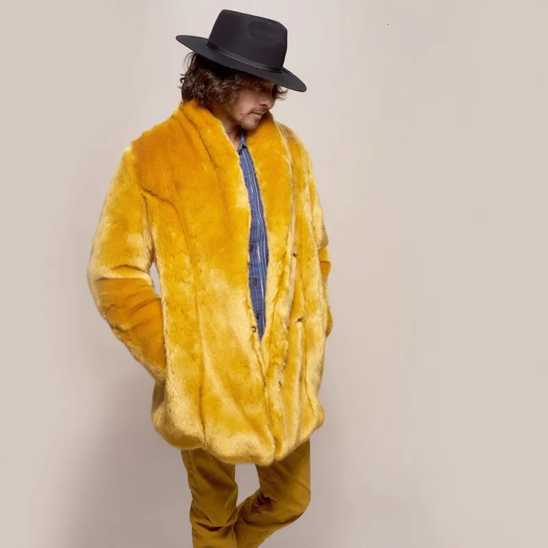 Kegular Size And Plus Size Mens Faux Fur Coat Gold Mink Fur Personality Stylish And Comfortable Faux Mink Fur Coat Men 251011