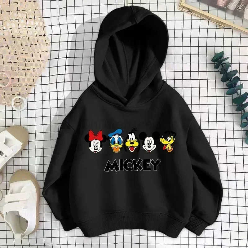 Disney Cartoon Hooded Hoodie Children Clothing Fall Boy Girl Baby Toddler Minnie Mickey Mouse Cute Kids Long Sleeve Pulover Sweatshirt H251014