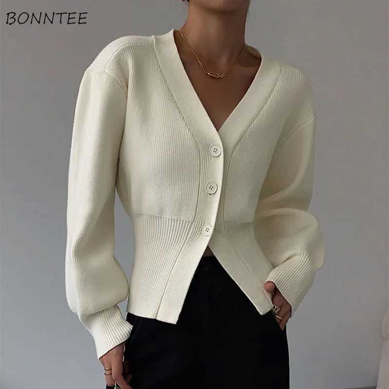 Cardigans Women Vne Crop Prevalent Classic Leisure Sweater c Ele Korean Style Lantern Sve Femme Knitwear Pure R W251014