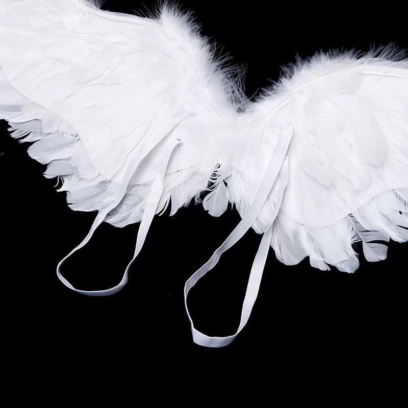 Kids Adult Party Swallow White Angel Feather Wings Halo Magic Wands Cosplay Elastic Straps Wedding Halloween Birthday Props C251014