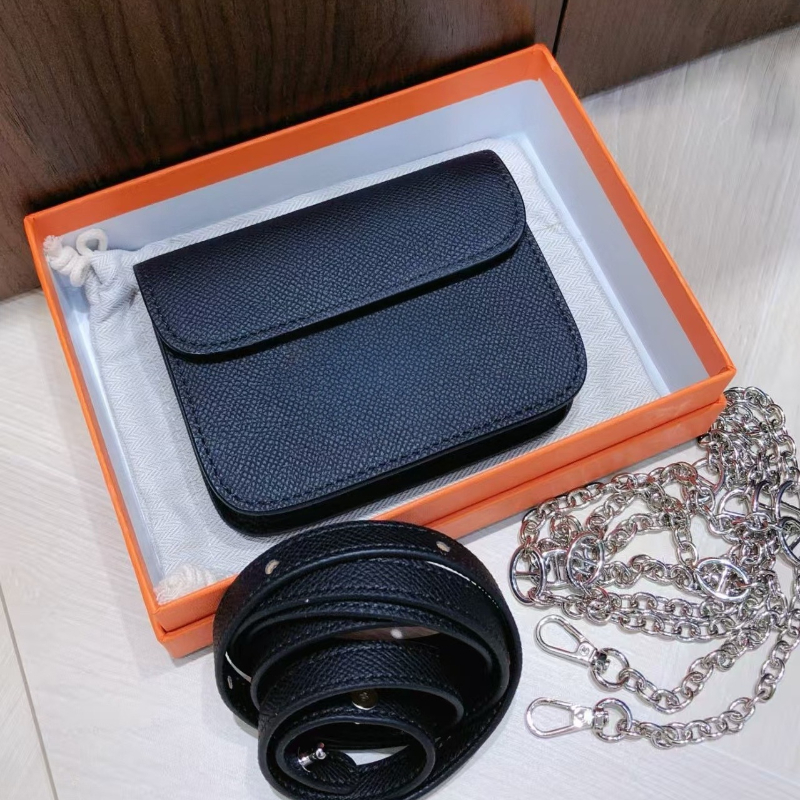 100% Genuine Leather Cross Body Bag With 2 Straps Chain Belt Leather Strap Small Mini Shoulder Bags Fashion Designer Waist Packs New Chest Bag Gold Silver Hardware 3409