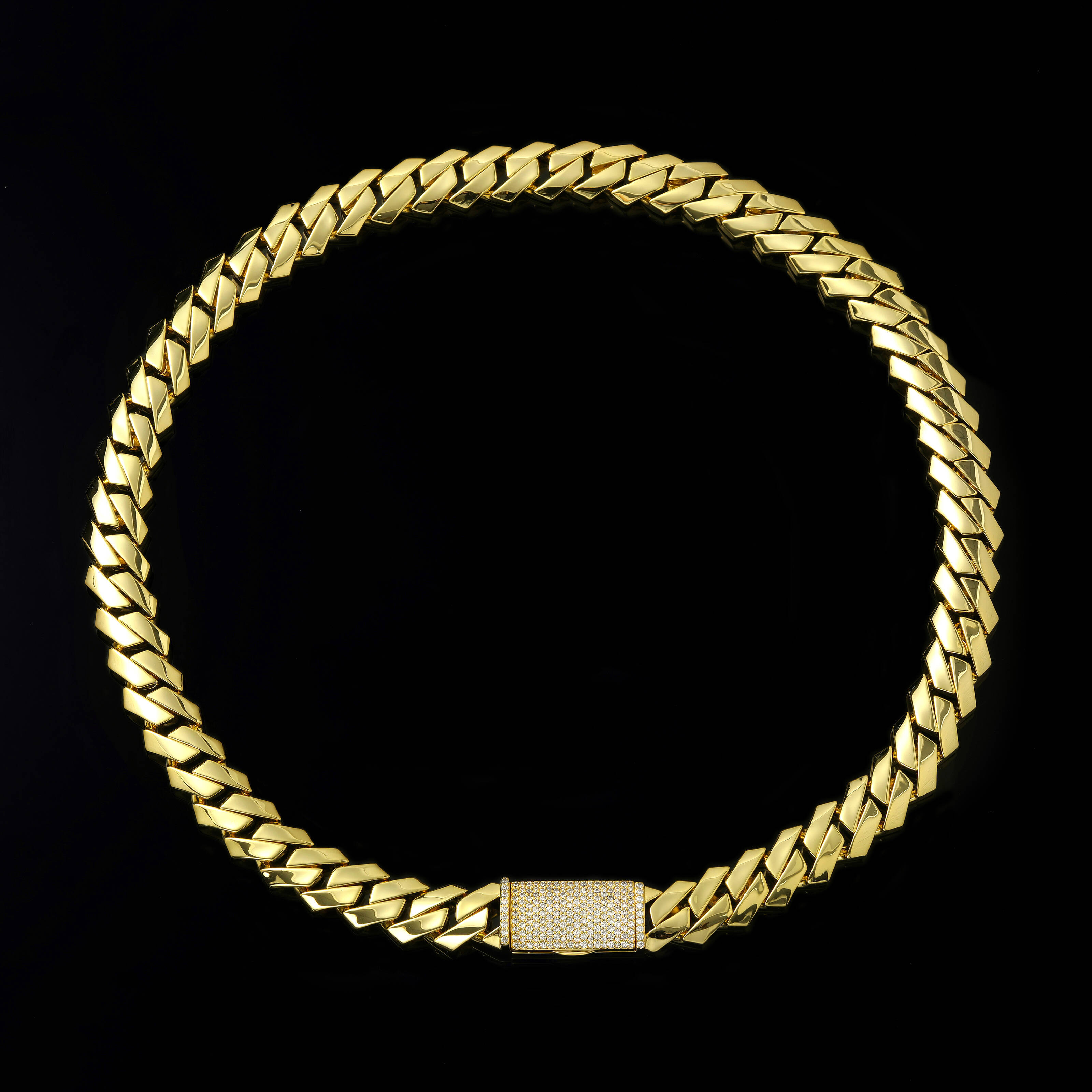 YIWEN Jewelry Miami Cuban Chain Necklace Bracelet Set Brass Cuban Link Chain Necklace Hip Hop for Men