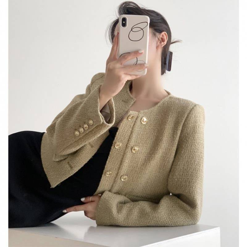 design 2025 Autumn/Winter New Top Double breasted Luxury Jacket Women's Designer Jacket High end Sweet and Versatile French Social Roundneck Shou