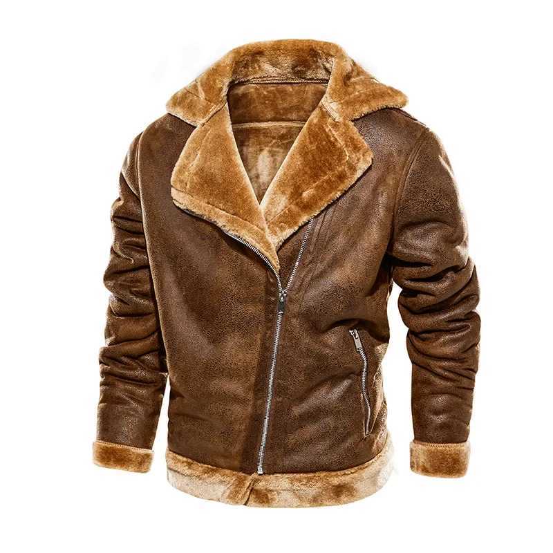 Winter Lapel LeaTHer JaCKet Plush THiCK Coat Mens Motorcycle JaCKet Korean Street Fashion Mens JaCKet Men J251014
