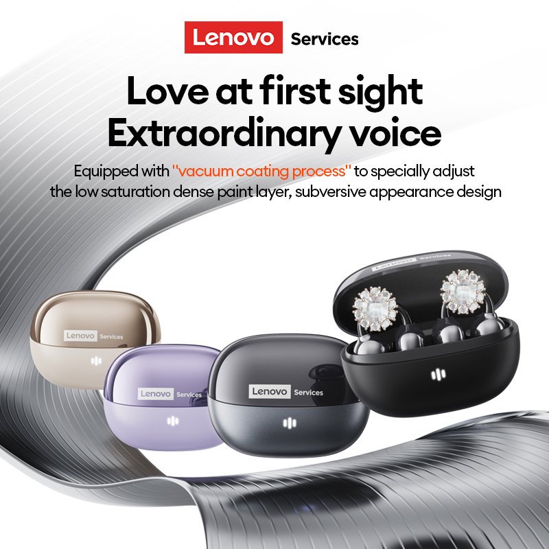 LenovoServices Butterfly Earring Bluetooth 6.0 Clip-On Earphones High-Fidelity Low-Latency RS103 Open Wireless Gaming Headset Ergonomic Design Ear hoo