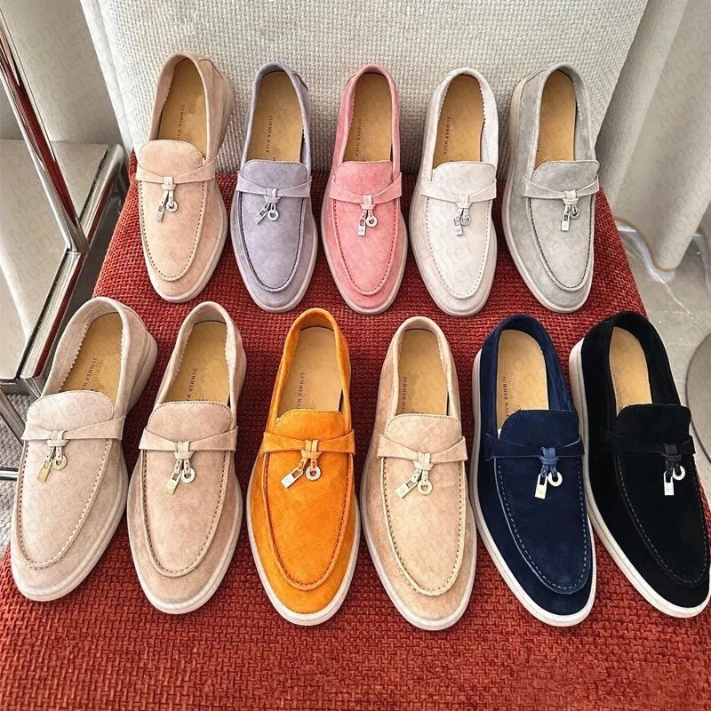 Designer Loafers Summer Walk Charms Real Leathers Suede Sandals Loafers Womens Mens Shoes Leather Slip on Flats Women Luxury Designers Sneakers Size EUR35-45