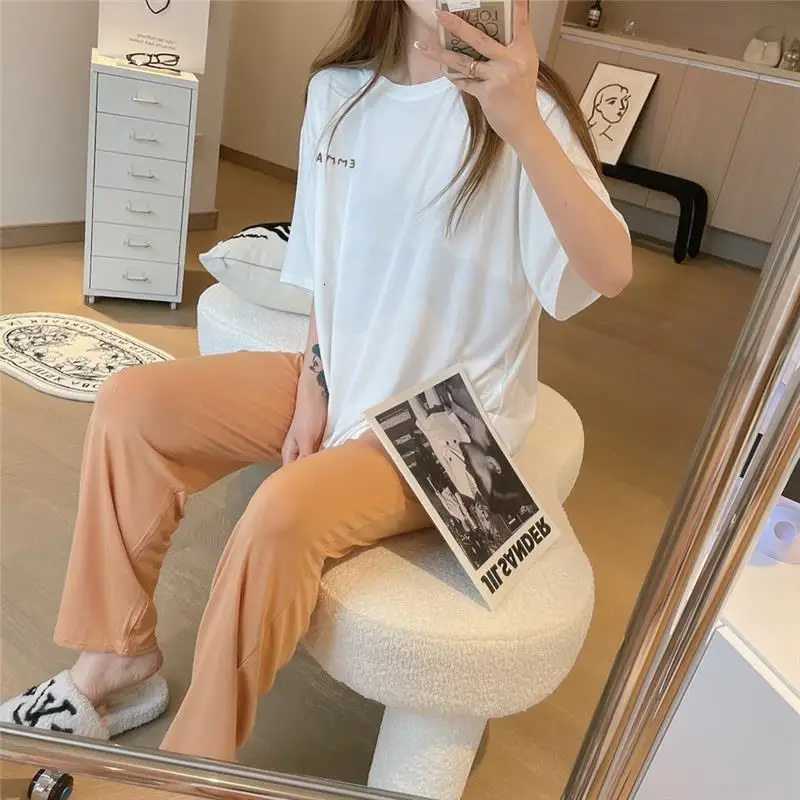 3 Sets Of Spring And Summer New Ladies Pajamas Girls ShortSleeved Loungewear Sweet Simple Imitation Cotton Loungewear SetT251014