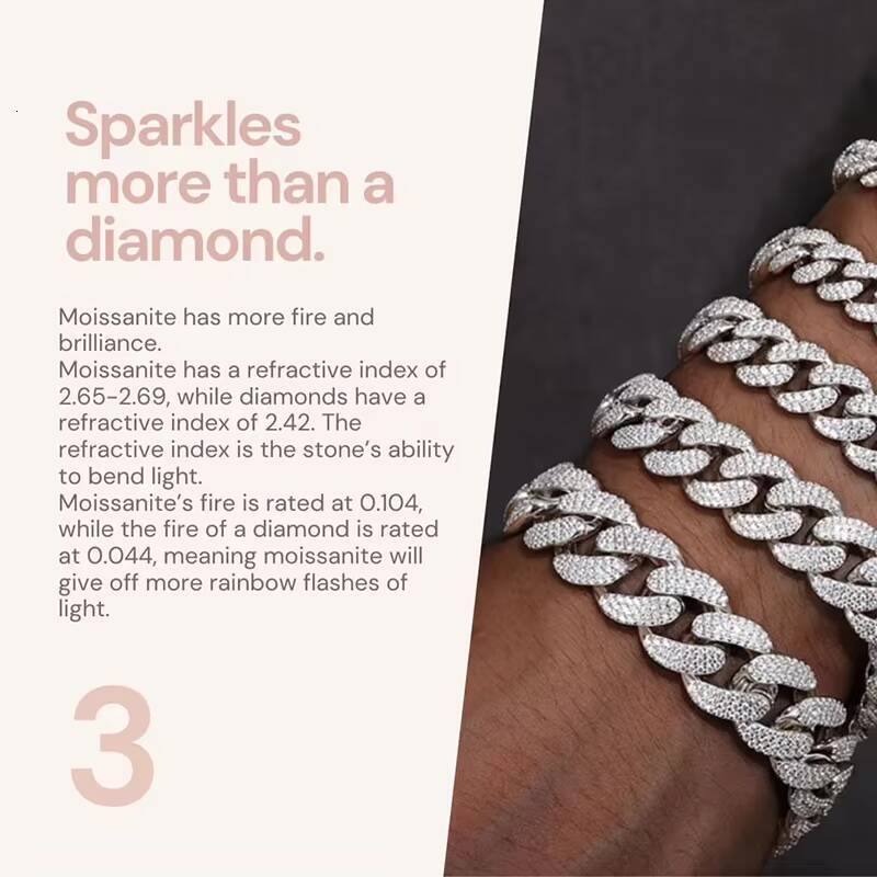 14mm Cuban Link Chain 925 Silver Ice VVS Moissabite Cuban Chain Bracelet Hiphop Men Women Diamond Wrist Bracelet