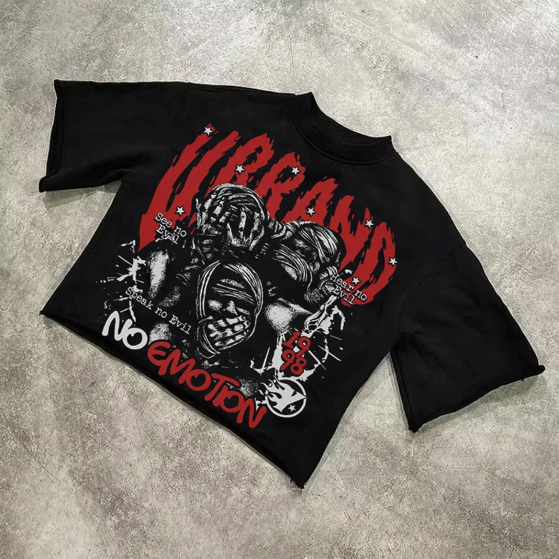 We Are All Alone Abstract Human Face Graphics Printed Cotton TShirt Men Y2K Short Sleeves Oversize Tshirt Streetwear Women Tops 251013