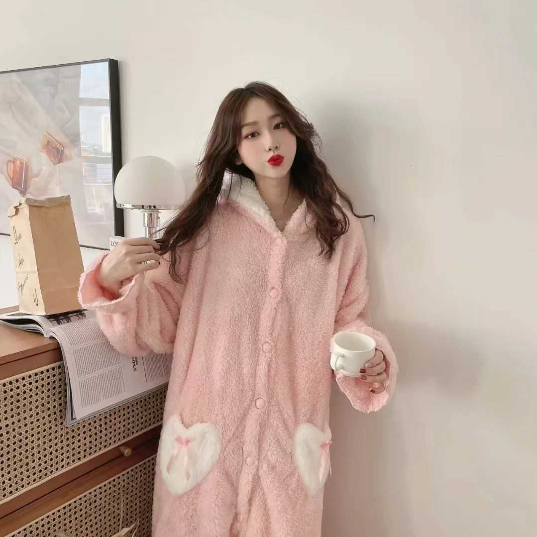 HOTSELLING 2025 Winter Pajamas Robe Lovely Long Ear Pink Hooded Homewear Loungewear Sleepwear Bathrobe Comfy Soft Pajama Party Y251013