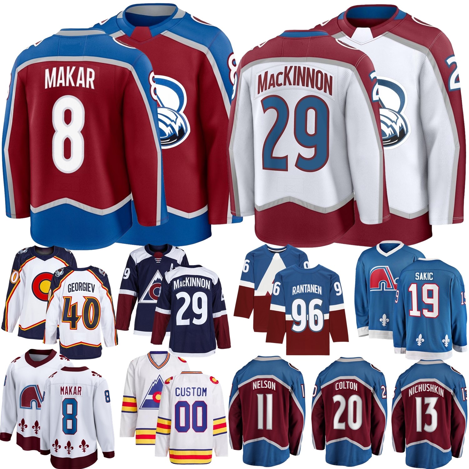 Colorado Hockey Jersey Nathan MacKinnon Avalanches Cale Makar Gabriel Landeskog Brent Burns Mackenzie Blackwood Nichushkin Nelson Necas Roy Colton Girard
