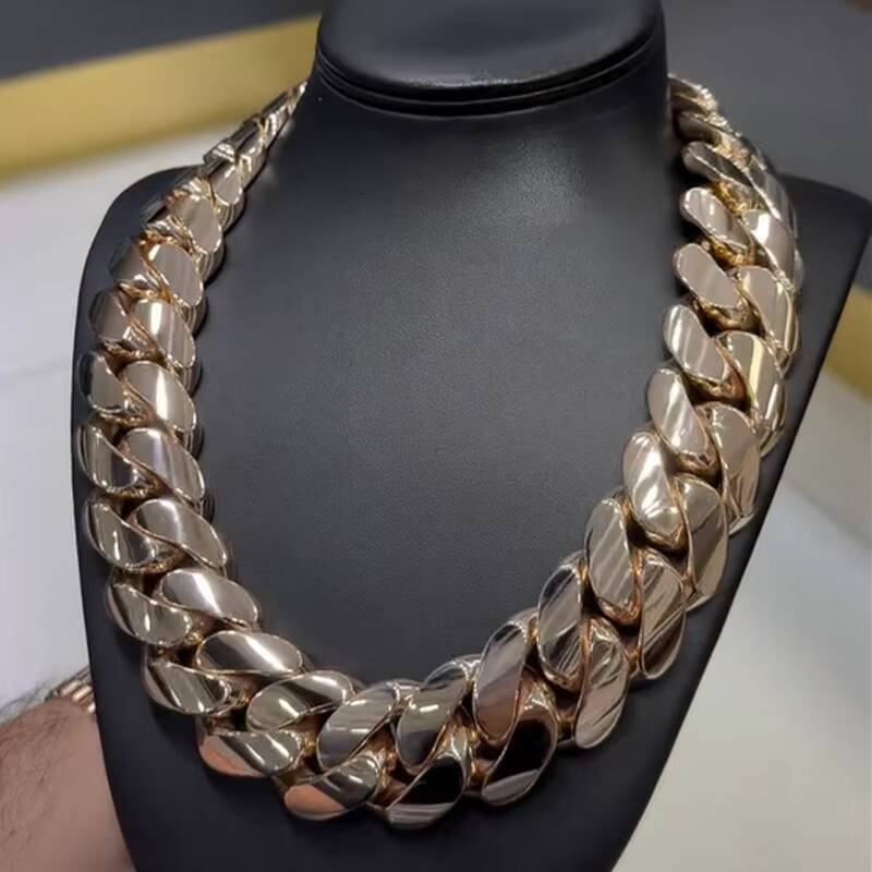 Cuban Chain Bracelet Necklaces 925 Silver 14K 18K Gold Plated 18mm Heavy Solid Miami Cuban Link Chain Hip Hop Necklace Men