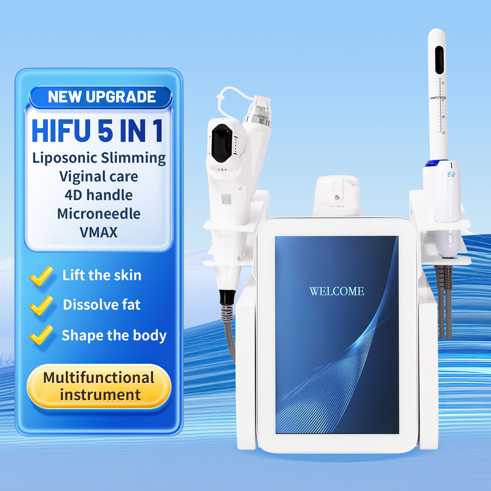 Hifu Microneedling Intimate Care 5-In-1 Device - Facial Lifting & Vaginal Tightening - Dark Circle Removal & Slimming - Professional Beauty Machine