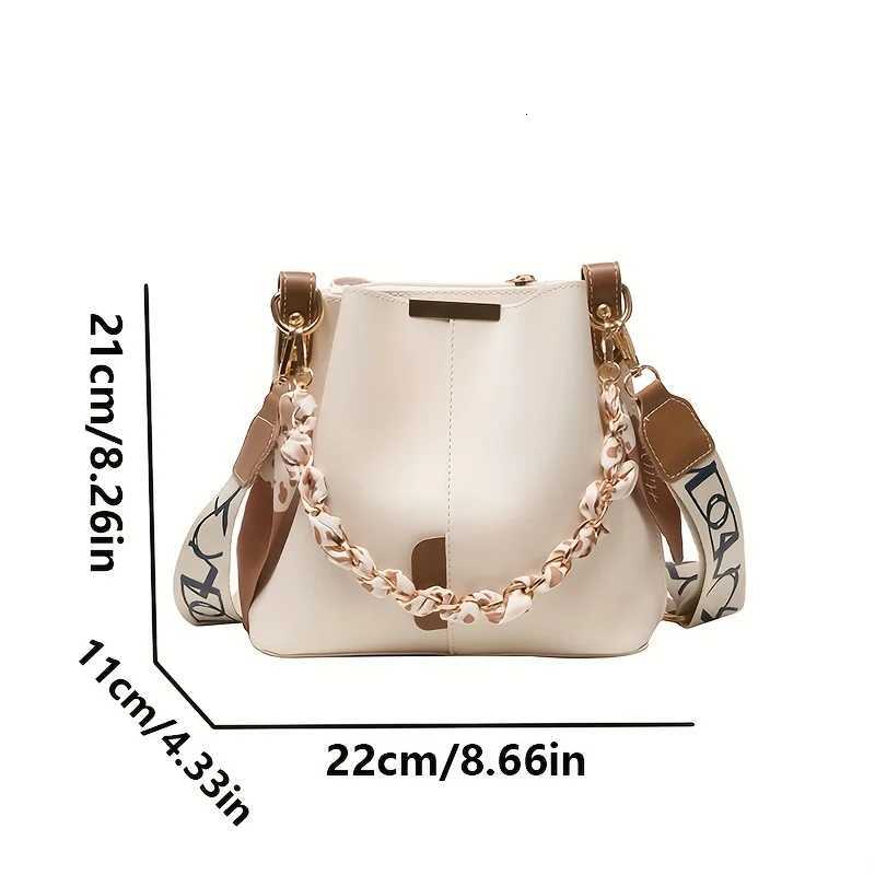 New Fi Wens Shoder Bag Large Capacity Ribb Chain Bucket Bag Crossbody Bag Daily Cmuting D251014