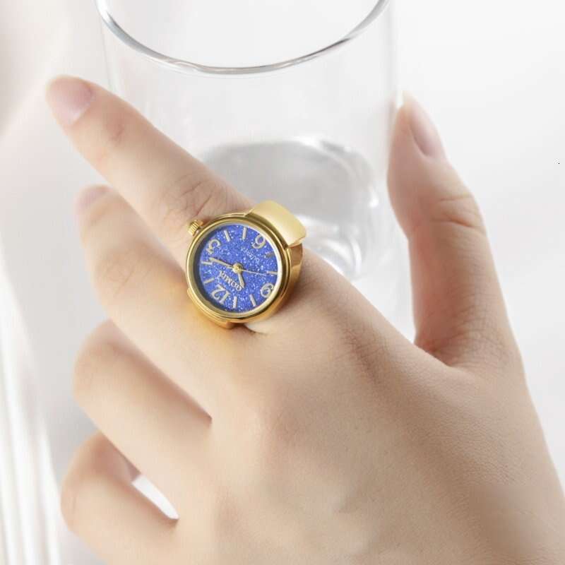 Women New Simple Digital Glitter Ins Student Ring for Men Fashionable Gold Finger Watch