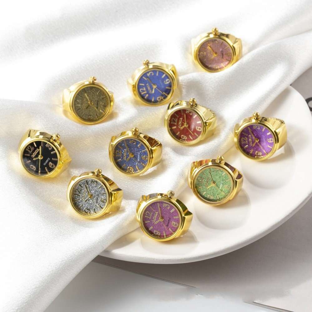 Women New Simple Digital Glitter Ins Student Ring for Men Fashionable Gold Finger Watch