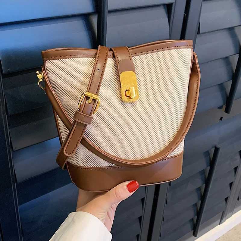 Casual Color Block Bucket Bag Wens Spring Summer Versatile Single Shoder Bag Fiable Crossbody Bag D251014