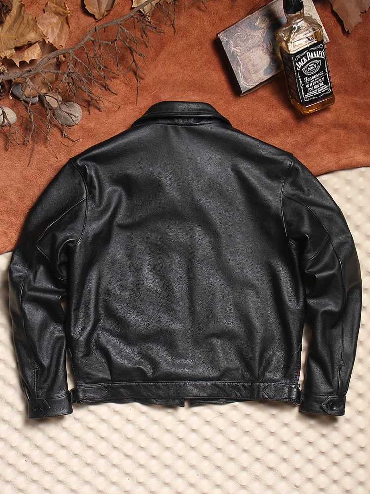 Harann De Fei Genuine Cowhide Leather Jaet Thi Outerwear Mens Pilot Sle Zipper Closure ort Fit Youthful Autumn Coat J251014
