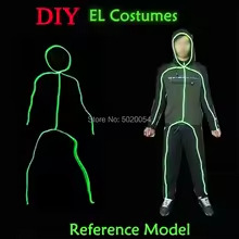 12 Design Flexible EL Wire Glowing Costume Dance DJ Neon Led Luminous Clothing Light Up Costume For Stage Show