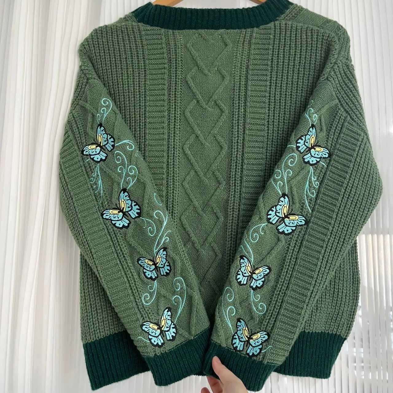 Fansmade Green Debut Cardigan Version Butterfly Sweater For Women Valentine Gift W251014