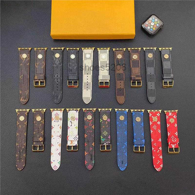 Smart Straps Designer Brand Trendy Iwatch Leather Strap Compatible with Apple 6/5/4/3 Se Series 8/7 Ultra Strap Z65I