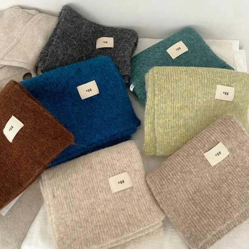 Winter Mohair Scarf Women Luxury Cashmere Scarves Thicken Warmer Soft Pashmina Shawls Wraps Female Pure Color Knitted Long Scarf L251014