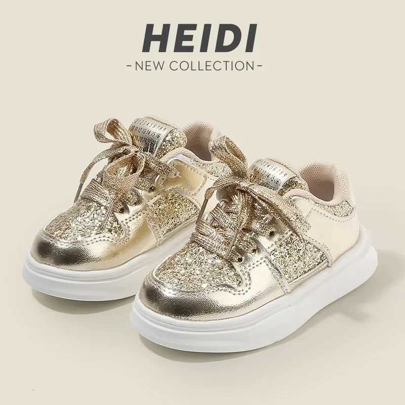 Fashion Childrens Shoes Sequin Solid Color Kids Sneaker Non-Slip Round Toe Boy Flats Board Girl Casual Running Sport Shoe H260130