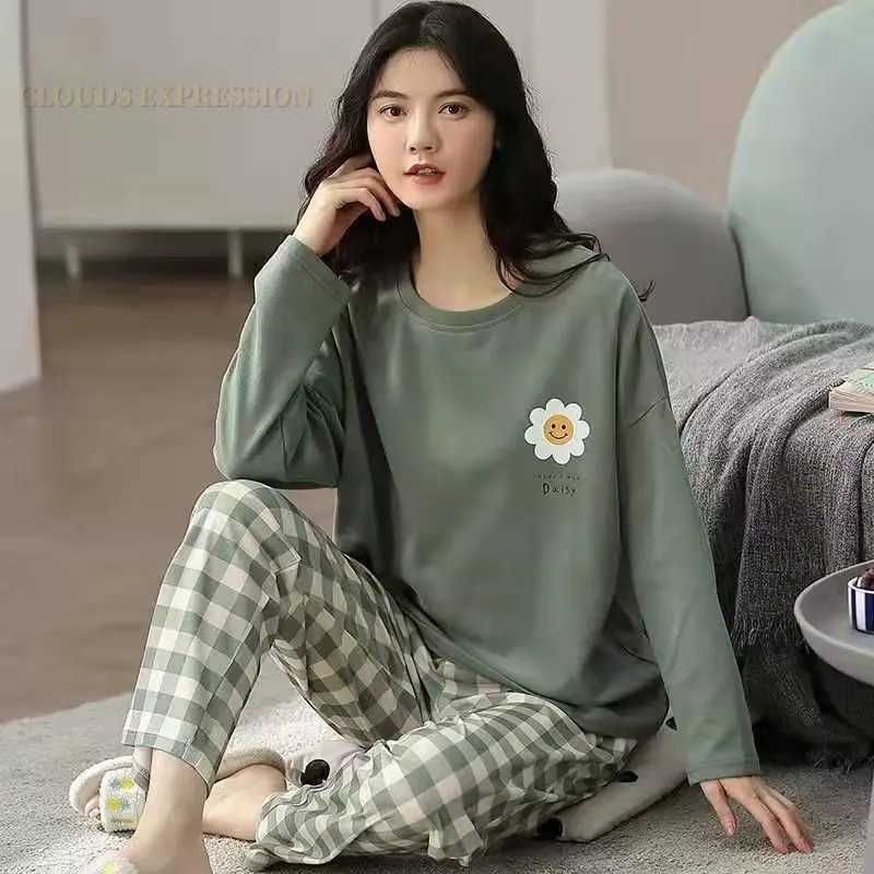 Spring Autumn Womens Polyester Pajamas Plaid PJ Longsleeved Home Sleepwear Womens Simple Loose Casual Suits Large Size 5XLT251014