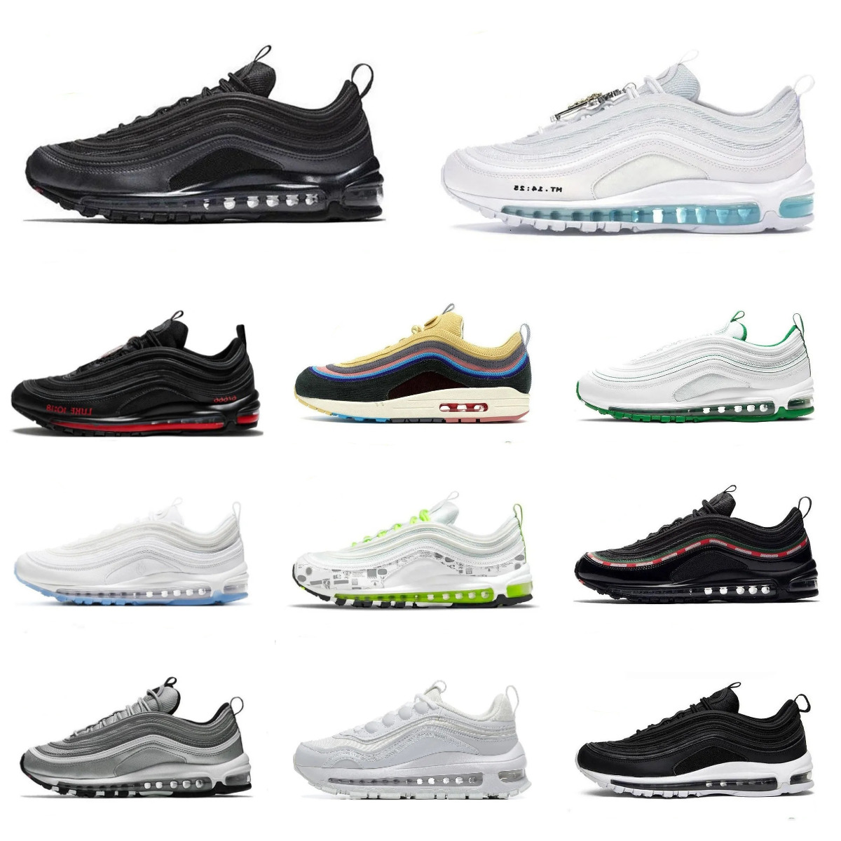 97 97s Sports Shoes Men Women MSCHFs X INRI Jesus Satan Futura Crucifix Trainer Shoe Triple Black White Silver Jogging Olive Volt Sail Aurora Green Outdoor Sneakers B8