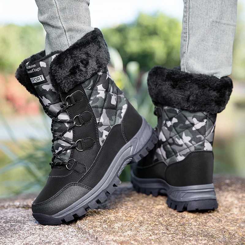 Winter Womens Boots Thicked Plush Warm Hiking Shoes for Women Rubber Soled Nonslip Outdoor Mountaineering Snow Ankle Boots C251014