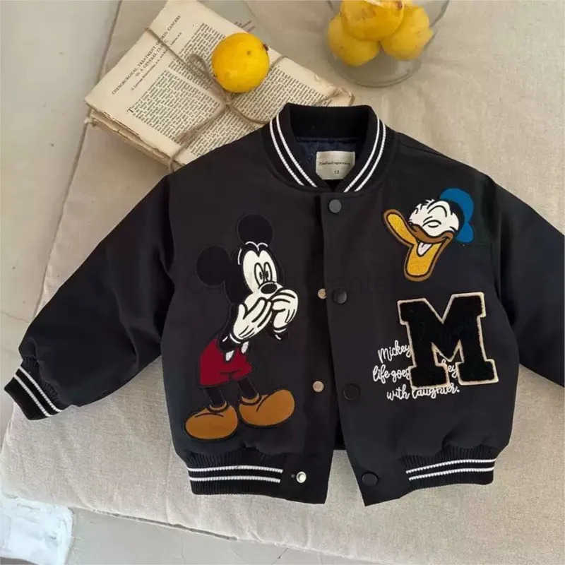 Disney Mickey print Children Cartoon Jacket Autumn Winter Kids Boys Girls Quilted Coat Warm Baseball Clothes Toddler Fashion Outerwears H251014