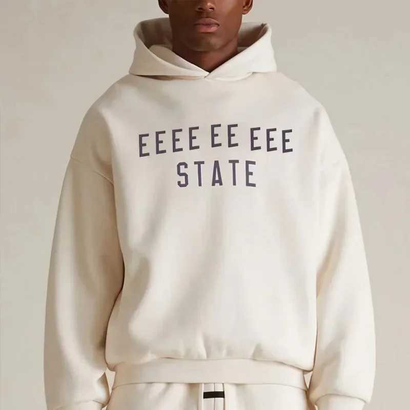 FW24 Luxury Design Mens Hoodies Chest Two Rows Letter Hoodies Designer Brand Mens High Street Cotton Oversized Hoodie Set J251014