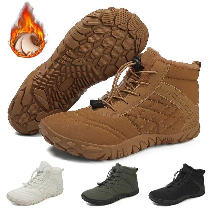 New Winter Boots for Men Snow BareFoot Women Outdoor Nonslip Warm Fur Casual Sneakers Plus Size Ankle Boots Hiking Shoes C251014