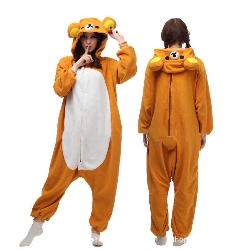 Onesie Comfortable Bear Cartoon Animal One-Piece Sleepwear for Couples - Fall/Winter Home Use - Halloween Cross-border - Rilakkuma L251014