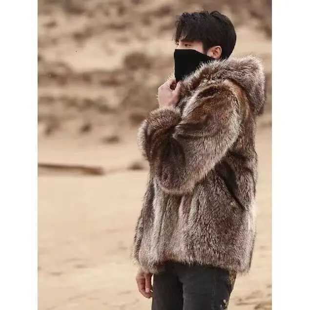 Mens Natural Fur Jacket Real Fox Fur Coats Fashion Warm Winter MidLength Full Genuine Fur Outerwear B137 W251014