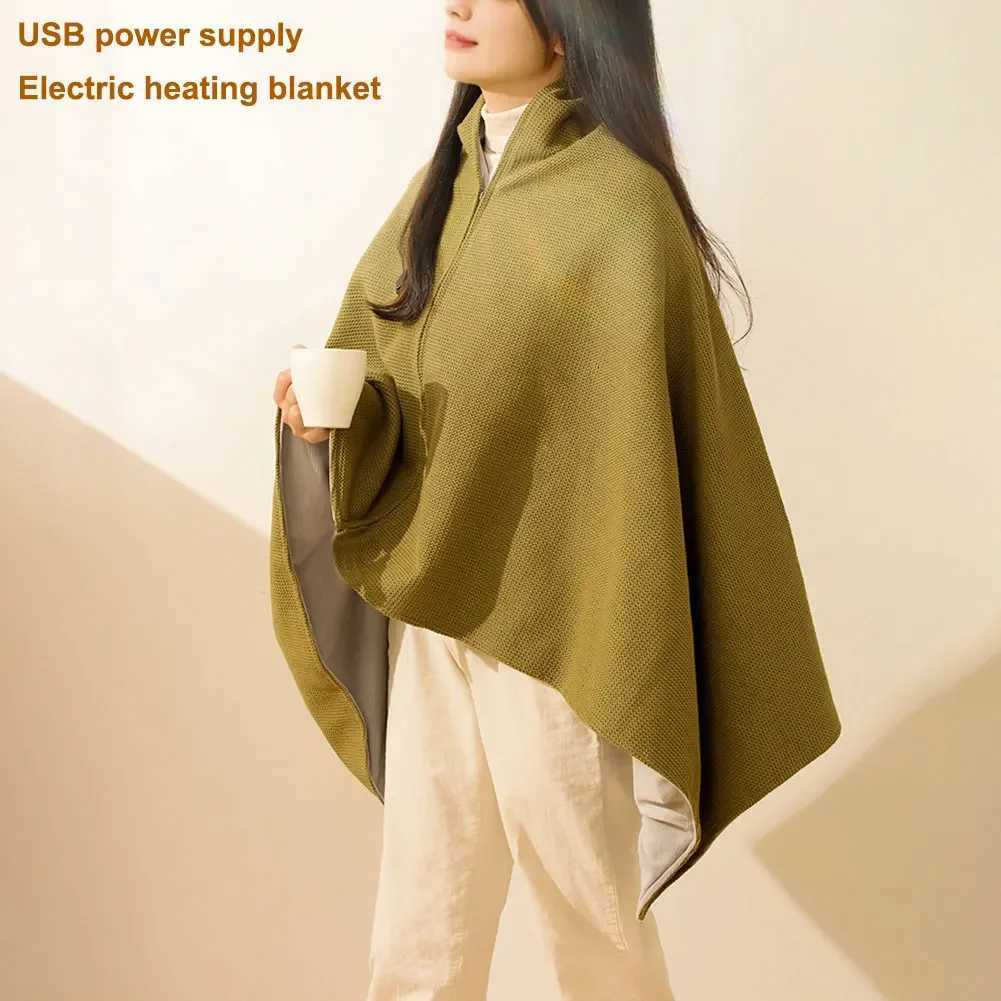 Wearable USB Heated Blanket Shawl with Three Heating Levels and 5000mAh Power Bank for Cozy Comfort Anywhere Y251014