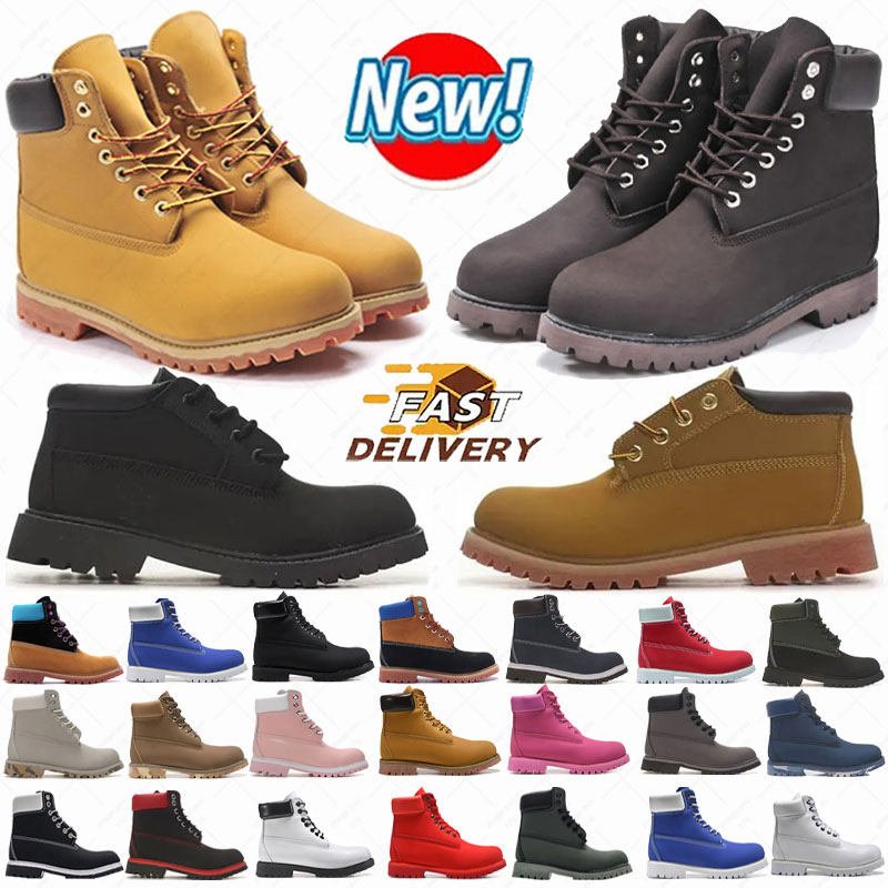 Designer tims boots winter snow martin ankle boots for men women warm booties classic bottes black white blue brown silver doc boots men women outdoor trainers