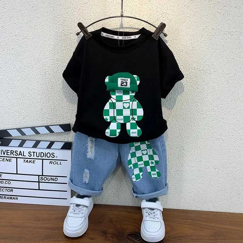 New Selling Summer Baby Boys Clothing Sets Tops bear Tshirt Short Pants 2 Pieces Set Kids Girls Age 2 3 4 5 6 7 8 9 10 Years X251014